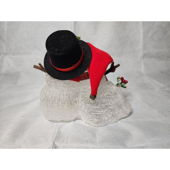 Vintage Light Up Snowman Couple Christmas Holiday Decor Santa Hat Mistletoe - Picture 6 of 9